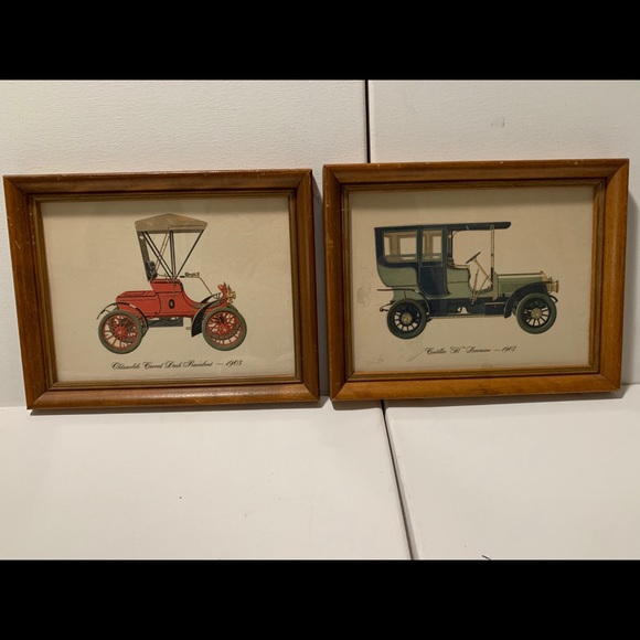 Wall Decor Antique Car Prints Wood Frames Set Of 2 Poshmark